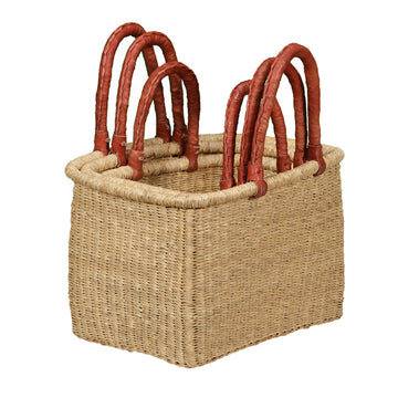 G-145N: NATURAL Set of 3 Rectangle Baskets= 2 Sets of 3 per Case