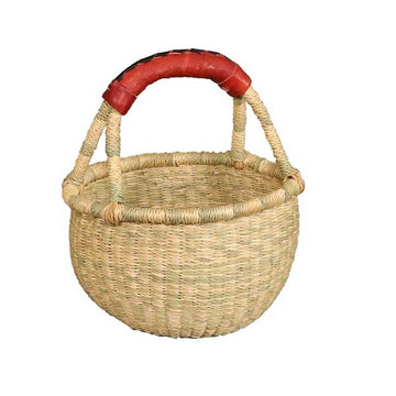 NATURAL Mini Round Basket (leather handle)