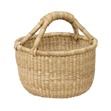 NATURAL (NO LEATHER) Mini  Round Basket